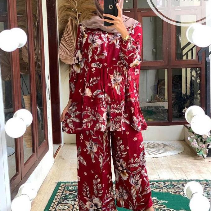 One set tunik jumbo rayon viscos, one set jumbo lengan panjang,