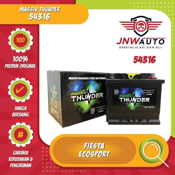 Promo Aki Massiv Thunder 54316 untuk Ford Fiesta, Ford Ecosport COD