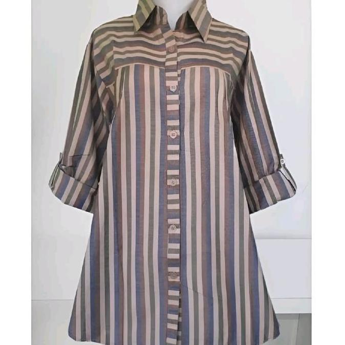 AL DHARREN Juwita tunik jumbo ld 120 muat BB 85 kg blouse kemeja kotak kotak blus office wanita Baju