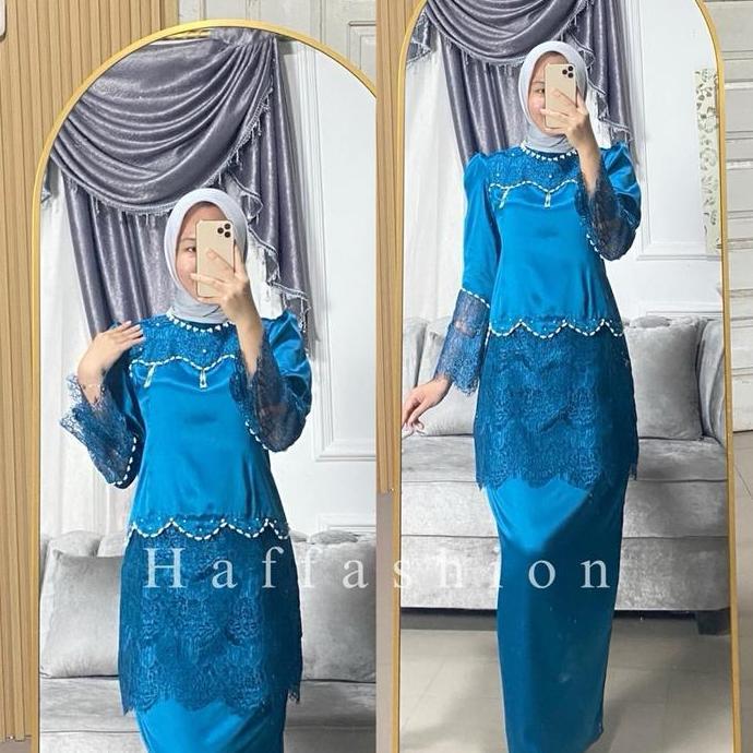 Eleena Kurung Melayu Renda Rok Satin Baju Melayu Terviral Simple Elegan Lebaran Kondangan Wisuda Keb