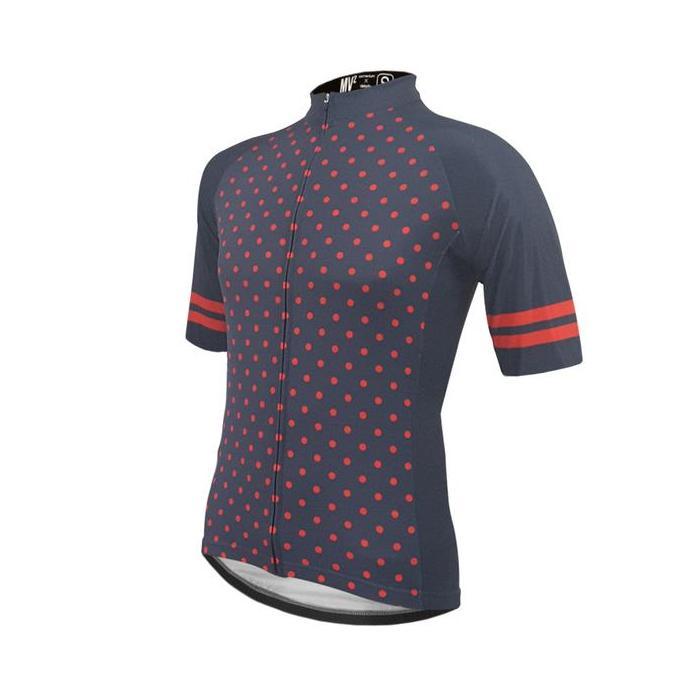 MV2 Unisex Cycling Jersey Polka Dots - Red on Navy MV2 Unisex Cycling