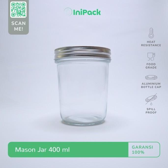 Toples Jar Kaca 400 ML / Mason Jar Kaca 400 ML Tutup ALUMINIUM