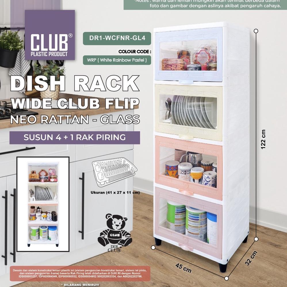 TEMPAT PENYIMPANAN MAKANAN - RAK PIRING KACA CLUB FLIP DR1 WCFNR RAK GELAS RAK PIRING PREMIUM
