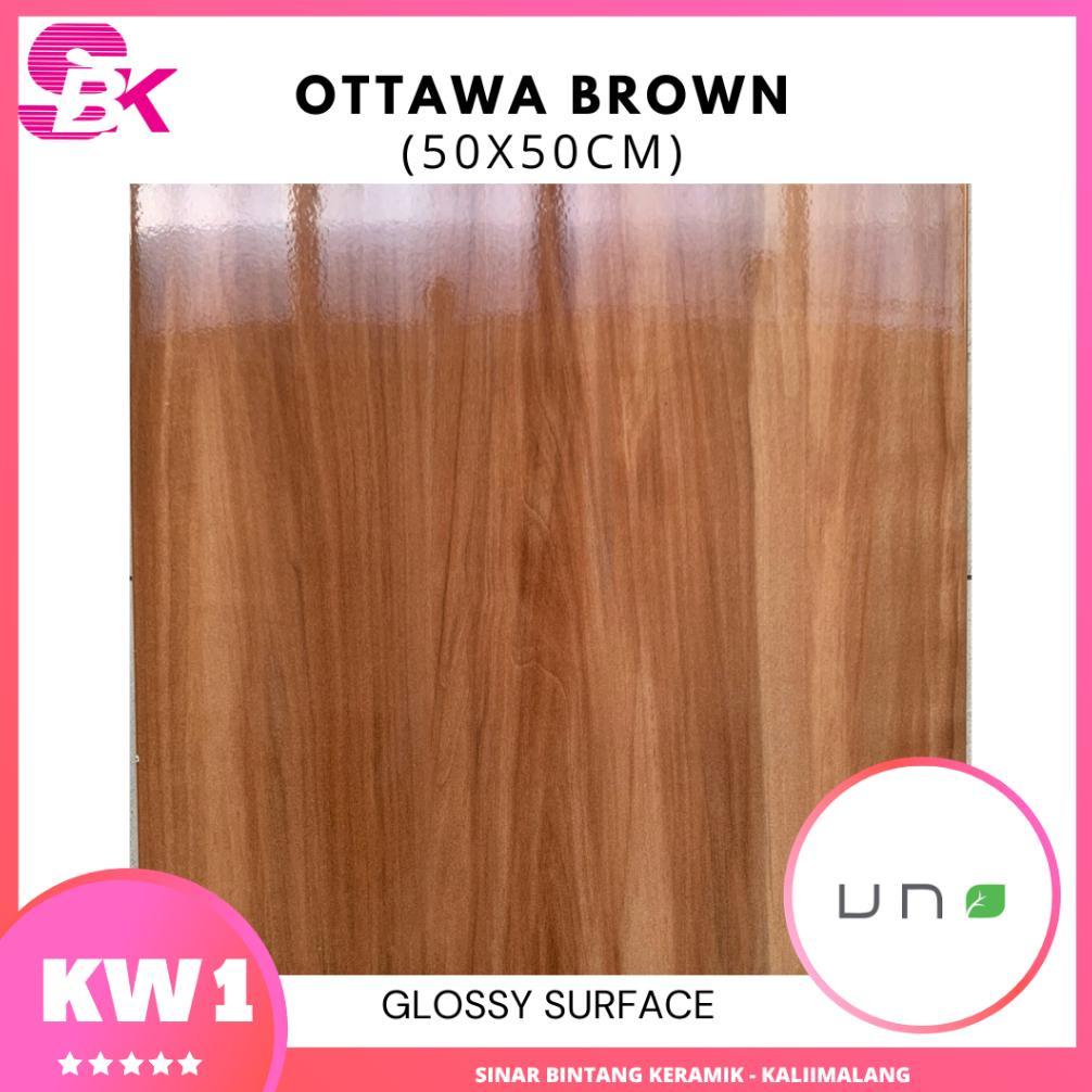 Keramik Motif Kayu Lantai 50x50 Ottawa Brown Glossy