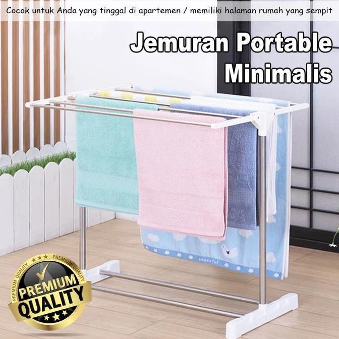 PROMO Rak Jemuran Handuk Pakaian Sepatu Stainlees Jemur Lipat Serbaguna / Gantungan Pengering Baju C