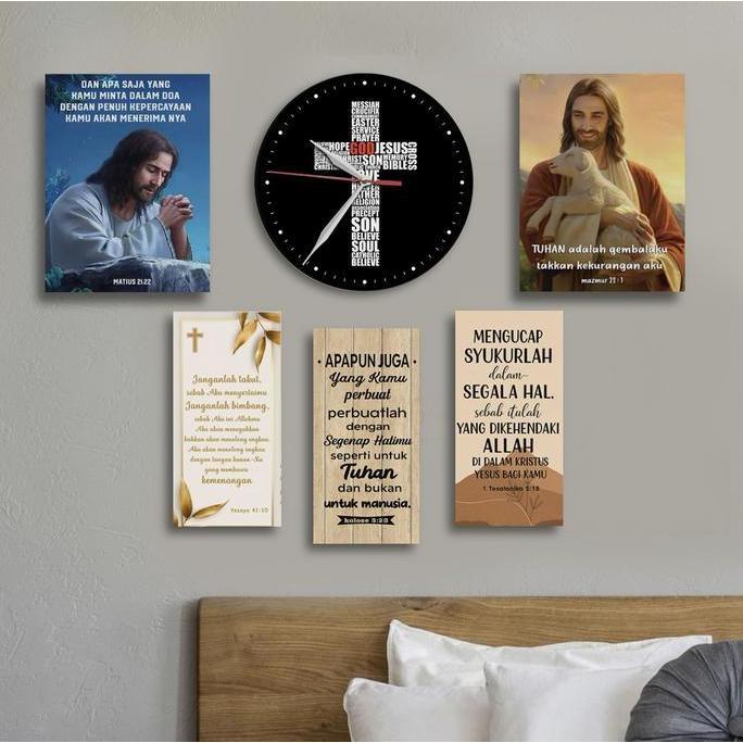 Dekorasi kristen jam dinding yesus walldecor ayat alkitab bunda maria