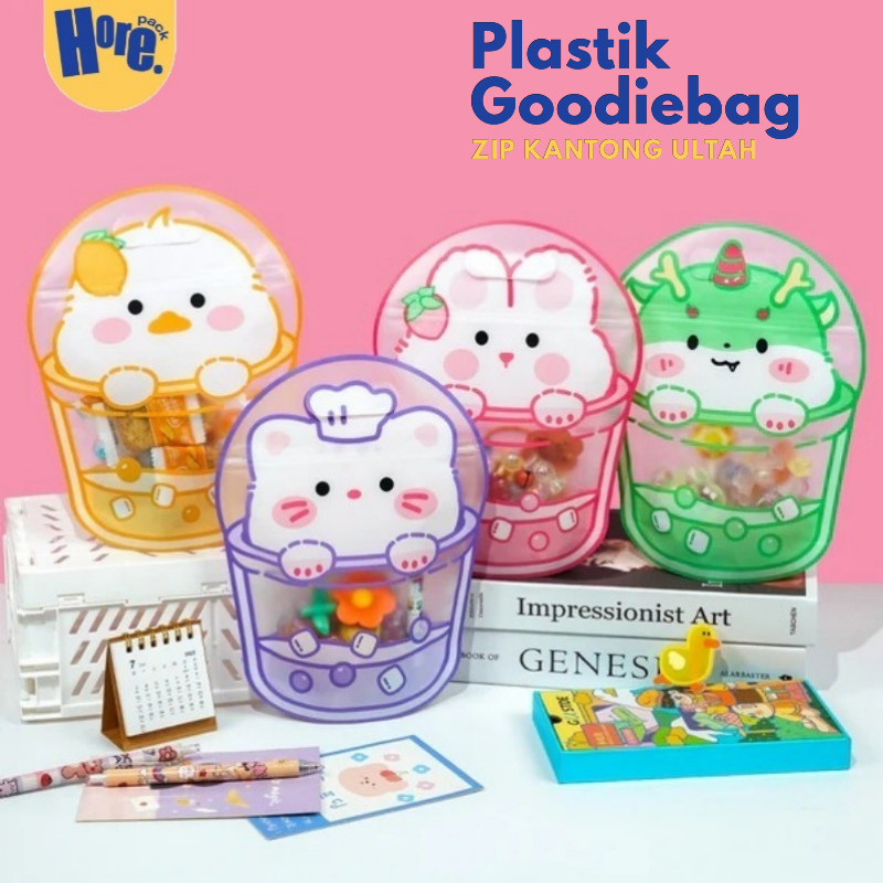 Zip Kantong Ulang Tahun / Goodiebag Plastik Karakter Lucu / Tas Zip Hadiah atau Sovenir Ulang Tahun