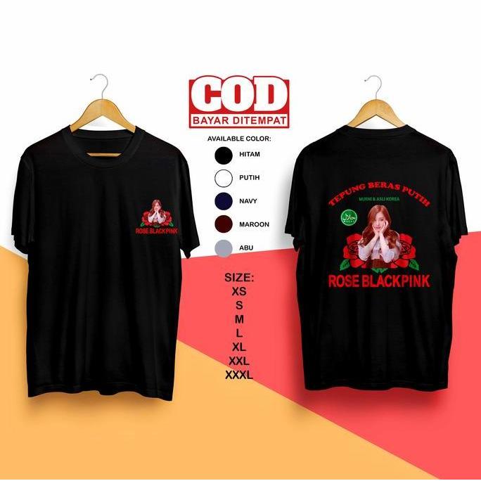 KAOS GAMBAR & KATA LUCU | KAOS LOGO PLESETAN | TEPUNG ROSE BLACKPINK