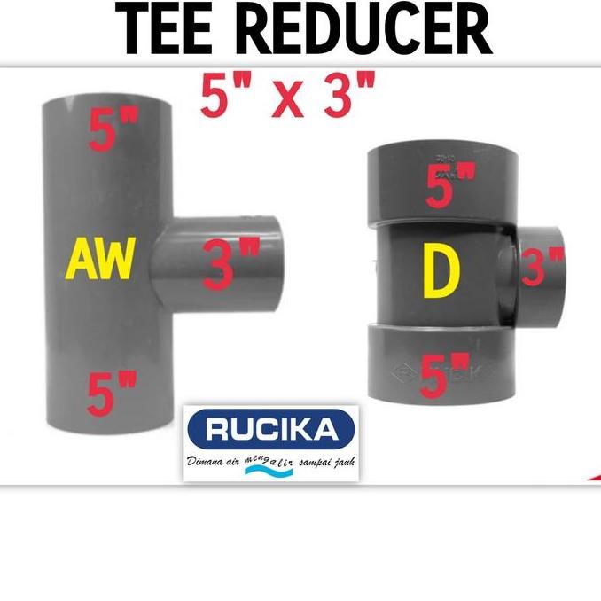 TERMURAH - Tee 5 x 3 inch D / AW RUCIKA Verlop tee 5" x 3" inch Reducer Tee Vlok Flok Tee 5x3