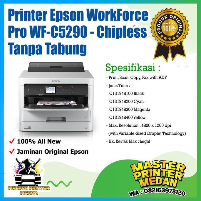 Printer Epson WorkForce Pro WF-C5290 WFC 5290 - Chipless tanpa tabung
