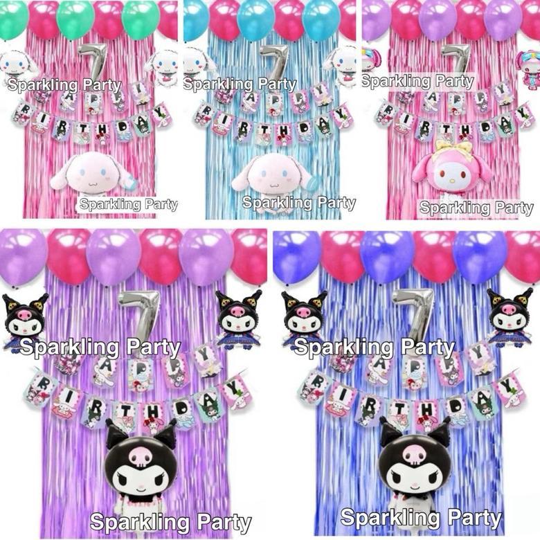 Paket set balon kuromi/dekorasi ulang tahun my melody kuromi sanrio cinamonroll