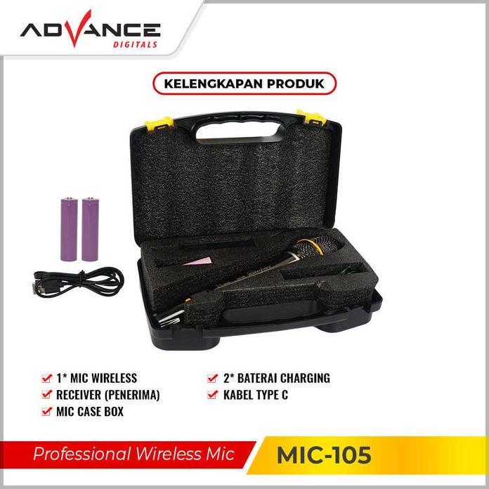 + Advance Mic105 Mic Wireless Microphone Mic Single Batrei Dapat Di Charger Batrei Mikrofon Promo