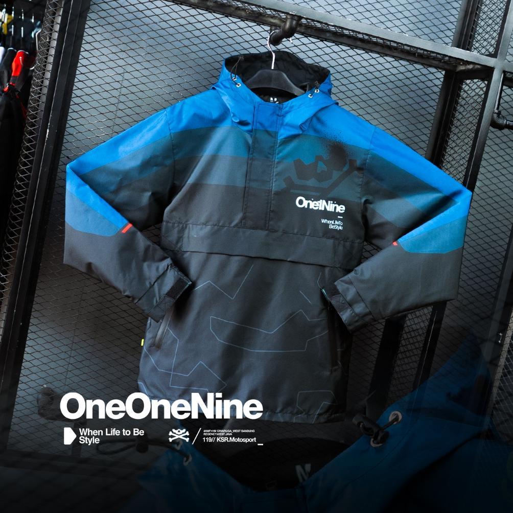 Oneonenine Ksr Jaket Big Pocket Flex Blue - Jaket Motor Sport Camo Polyester Waterproof