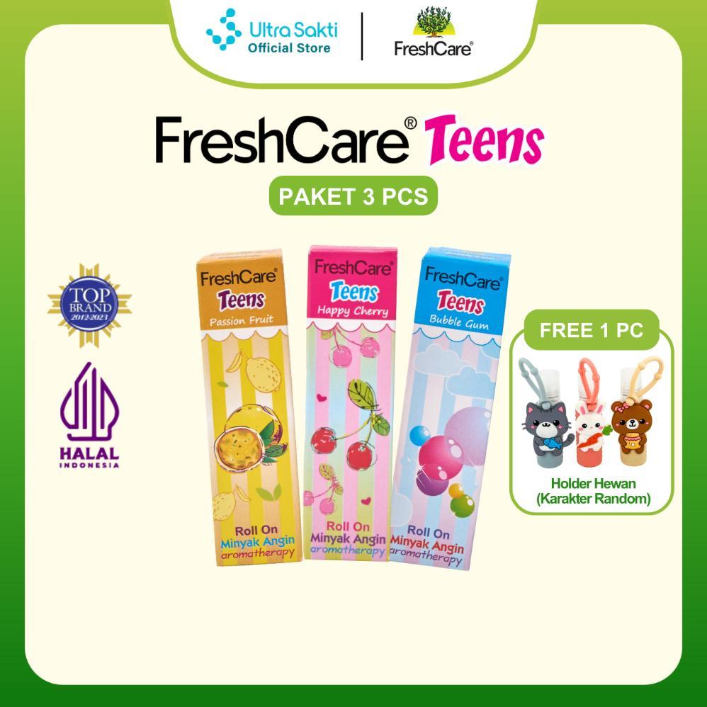 Paket FreshCare Teens(1Cherry,1BubbleGum,1PassionFruit) Free 1pc Holder