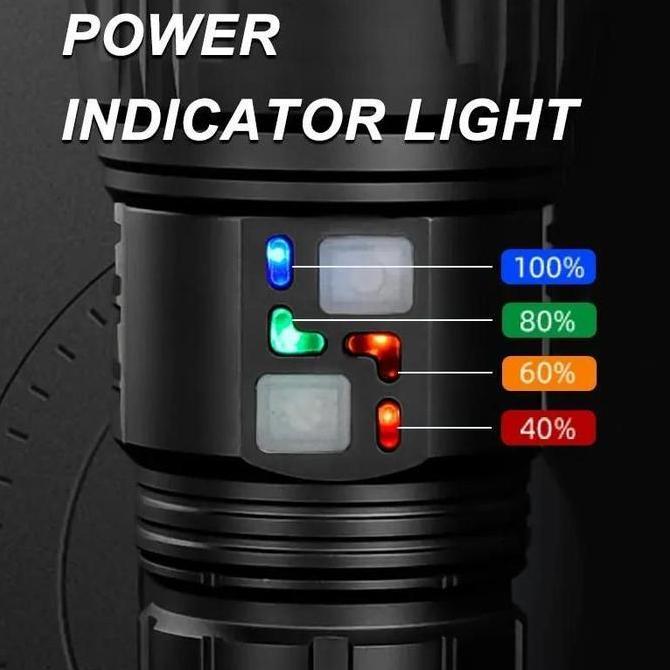 Senter G-600 Super Terang Premium LED 10000mAh Type-C Zoom Waterproof Powerbank Tahan Banting Outdoo