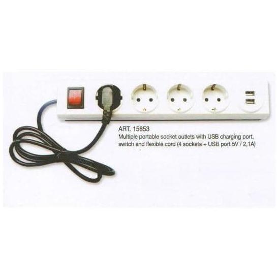 Broco 15853 Stop Kontak Multi Extension 4 Lubang + USB