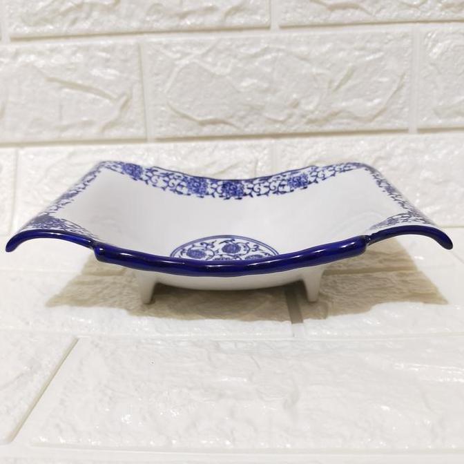 Piring Saji Segi Empat / Piring Saji Keramik Biru Putih