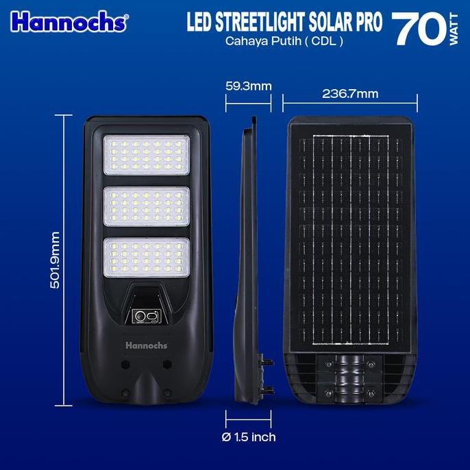 HANNOCHS LED STREETLIGHT PJU SOLAR PRO 70W 70 W 70WATT 70 WATT LAMPU JALAN LED PJU TENAGA SURYA  HAN