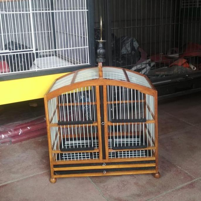PROMO - Kandang burung sekat kayu jati jari jari fiber P 35 mx21cmx33m