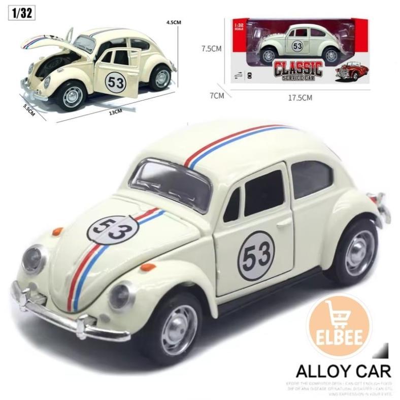 8garasbek - VW Beetle Herbie 53 Diecast Alloy Skala 1:32 Mobil Klasik Miniatur Koleksi