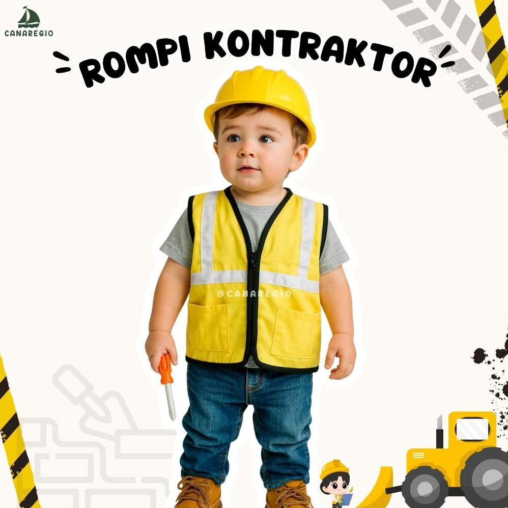 Baju Profesi Anak Kontraktor Kostum Rompi Pekerja Proyek