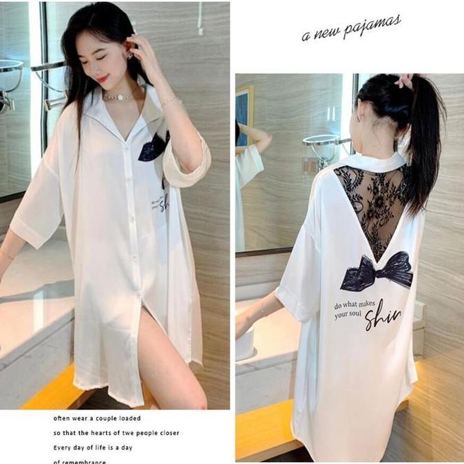 Fanmu Daster Rayon Home Dress Rayon  2025 Baru Baju Tidur Sutra Es  Tipis Lengan Pendek Setengah Pan