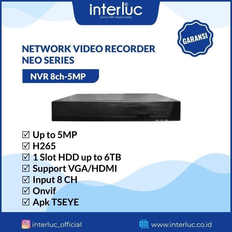 Nvr 8 CH Interluc - NVR 8Ch Onvif - NVR Cctv 8Ch