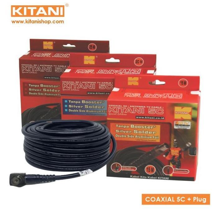 Kabel Antena TV 5C Kitani 20 Meter / Kabel TV Kitani Coaxial 20 M Hitam Tembaga