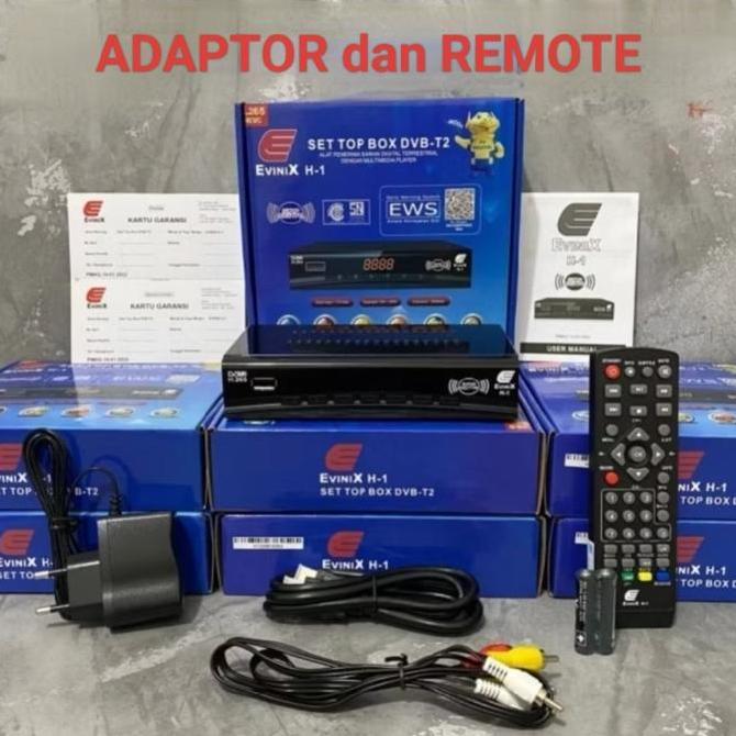 adaptor set top box EVINIX H1 spare part stb EVINIX ungu remote control stb evinix biru receiver tv 