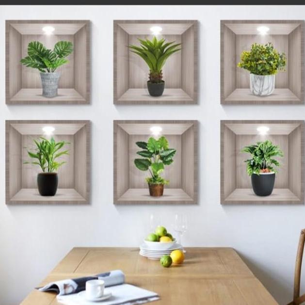 Promo Wallpaper Stiker Dinding 3 Dimensi Motif Bunga Bunga Dalam Pot 6 Pcs Cod