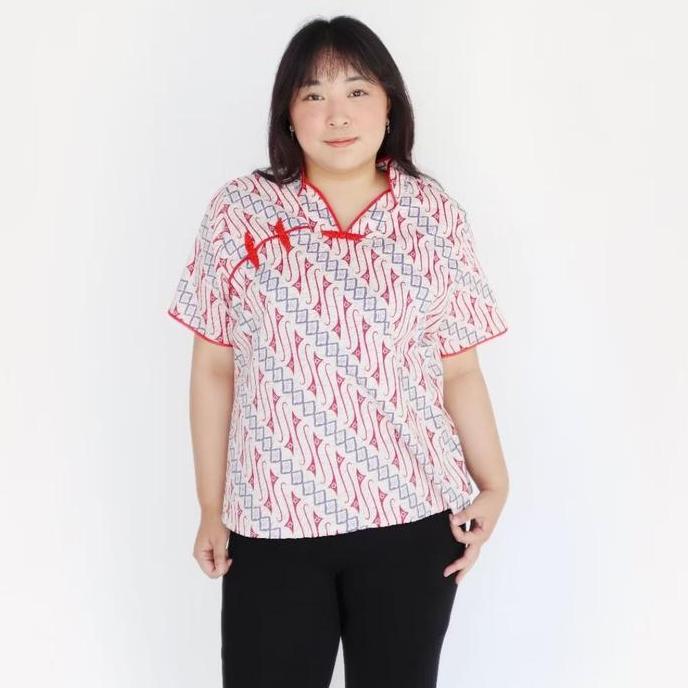 Blouse Batik Cheongsam Imlek Cny Sincia Qupao Wanita Big Size Jumbo