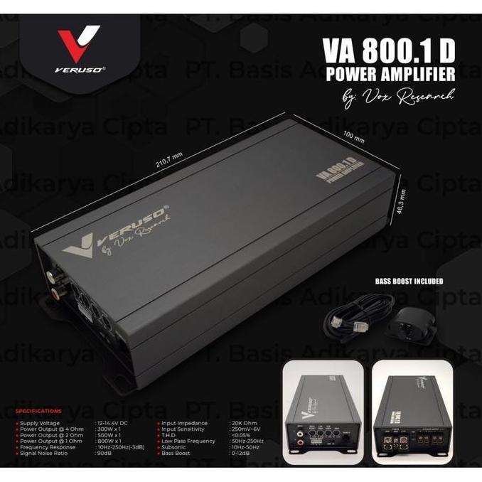 Vox Research Power Amplifier Monoblok Veruso VA800.1D VA 800.1D Bass Boost 0-12db Output 300W X 1 50