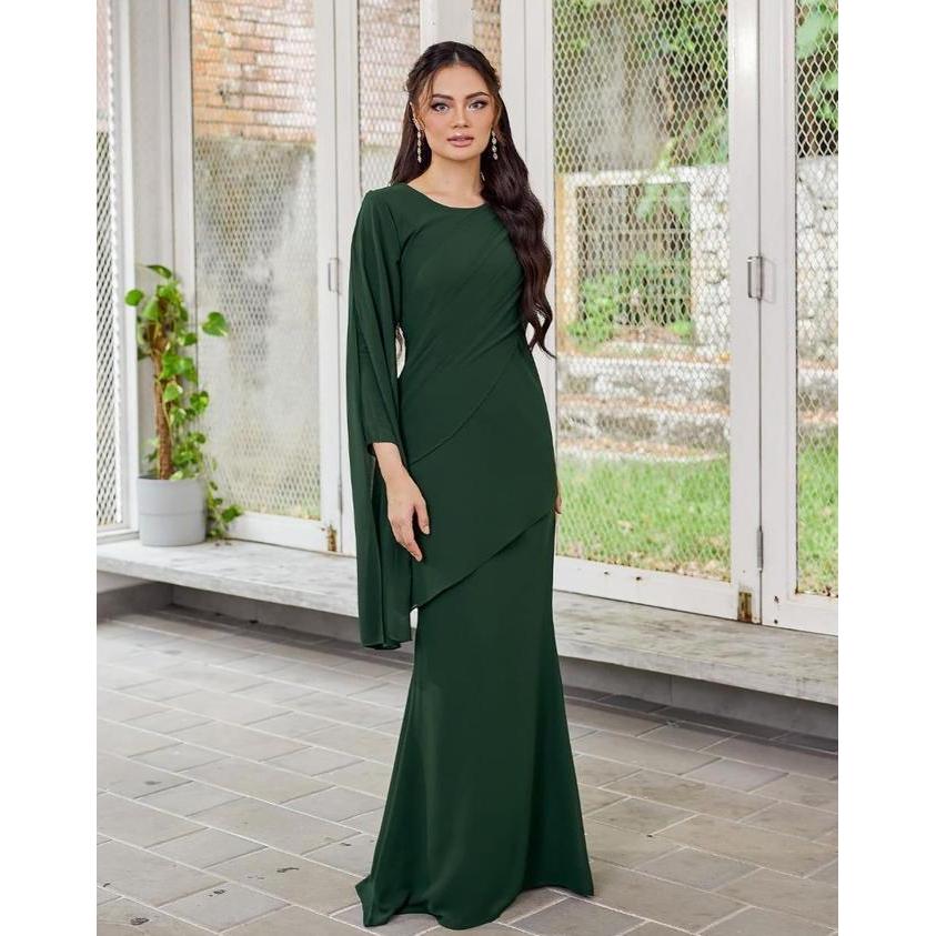 Aserra Gaun Maxi Dress Maxy Kalila Dress Cantik Bahan Ceruty Baby Doll Full Furing Dress Mermaid Bri