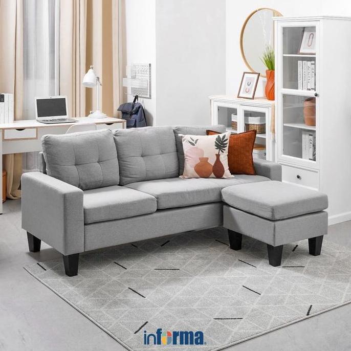 Terbaru Informa Albris Sofa Sudut Fabric - Abu-Abu