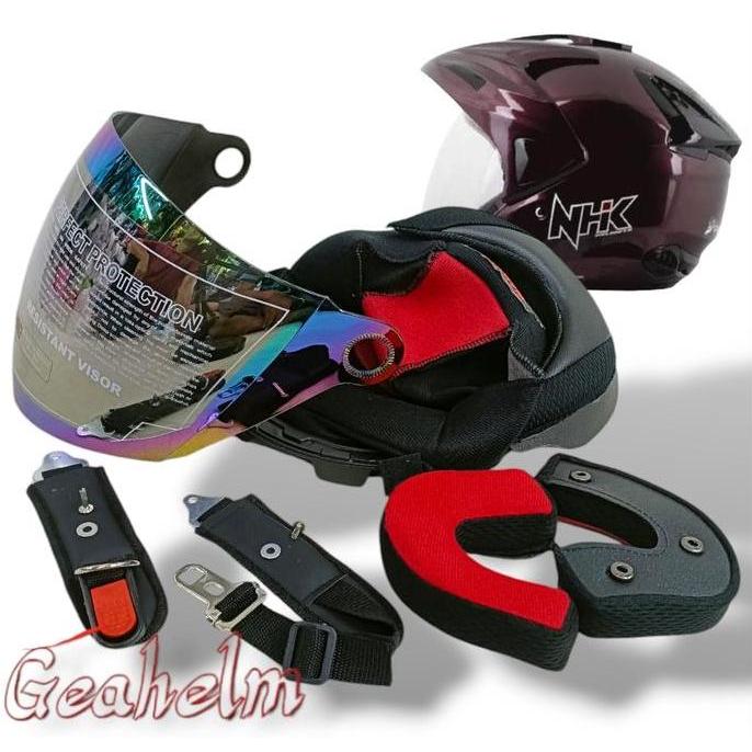 NHK Busa Helm Predator Single Visor Tipe Lama Kancing Besi Plus Visor dengan Proteksi Optimal dan Ta