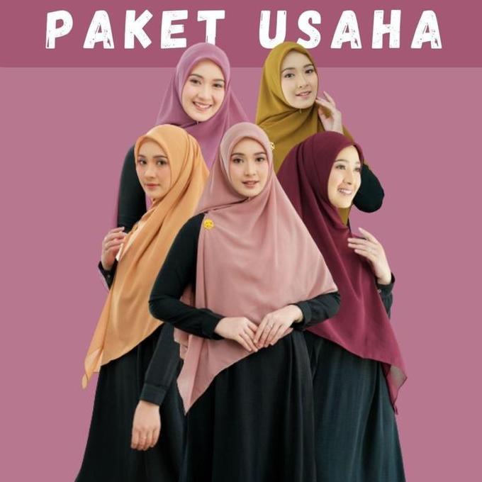 PAKET USAHA Khimar Hijab Fatimah Zipper Syari Size XL Serian Warna Dan Random Bahan Ceruti Baby Doll