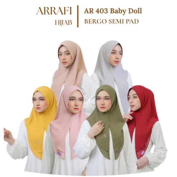 Hijab Arrafi Ar 403 Jilbab t Arrafi Polos Bergo t khimar Mini Khimar Belah Cantik Kerudung Simpel ce