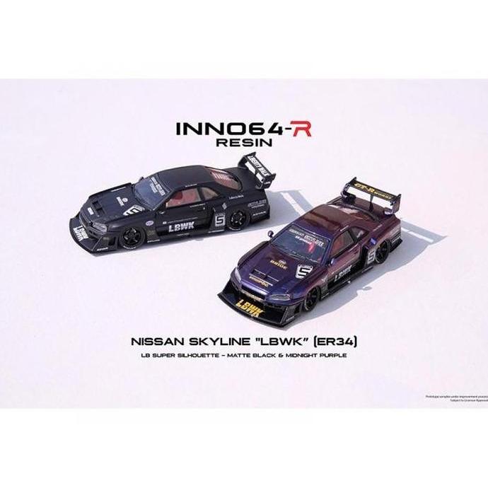 IN64R-ER34-MPII Inno64 Nissan Skyline LBWK R34 Silhouette Purple Resin