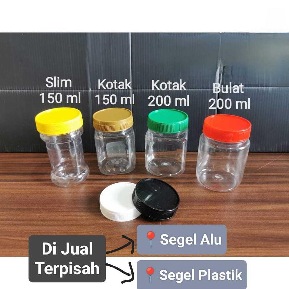 Bisa Cod Tanpa Flug - Jual Terpisah Dus - Toples Plastik 150 Ml 200 Ml Slim Ring Kotak Bulat Toples 
