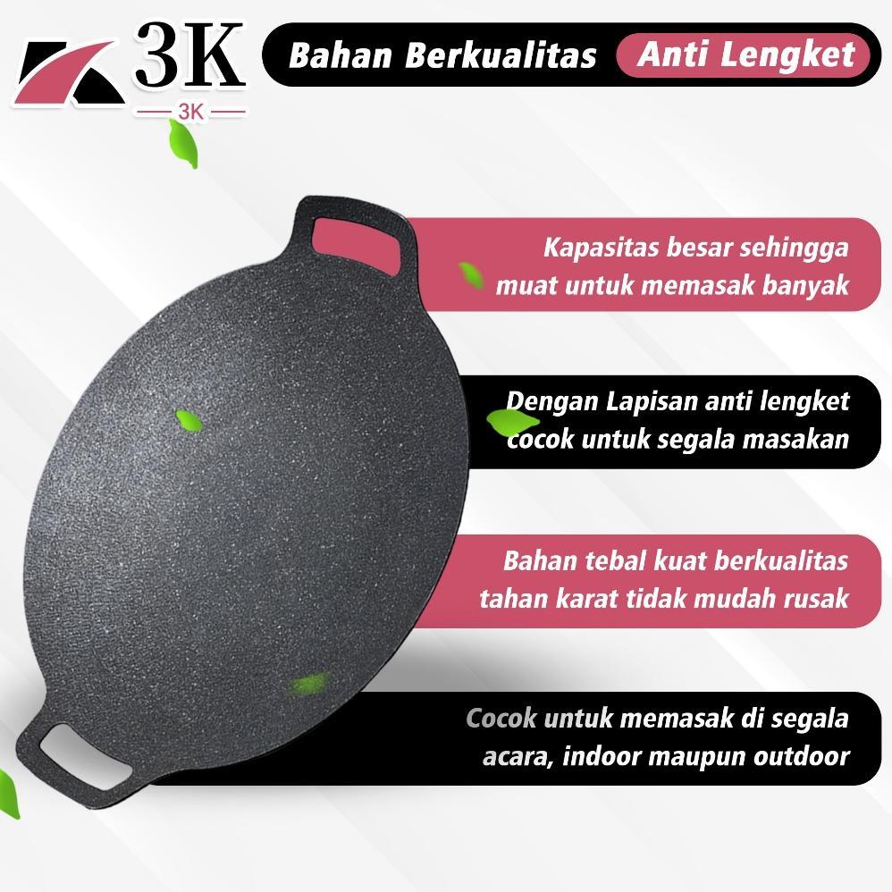 Bisa Cod (3K Surabaya) Wajan Datar Bbq Anti Lengket 34Cm Serbaguna/Panci Panggangan Ikan Grill Steak