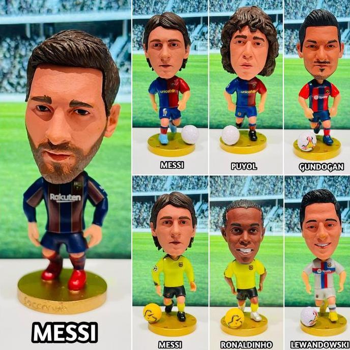 Figure miniatur pemain bola soccerwe kodoto Raphinha Pedri Lamine Yamal Lionel Messi Xavi Hernandez 