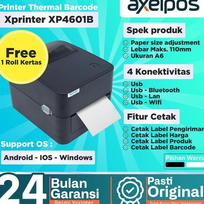 Printer Barcode Thermal Label Xprinter Xp4601B Usb Bluetooth Wifi