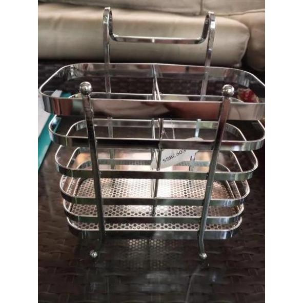 Tempat Sendok Garpu Gantung Bediri Stainless Besi