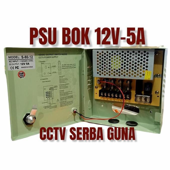 Diskon Power Suplay Bok 5A 12V Panel Buat Cctv 4Ch