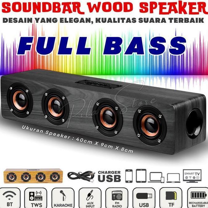 COD MURAH BANGET Speaker Bluetooth Full Bass SOUNDBAR BAHAN KAYU FLECO F-422BT Untuk TV-HP-Komputer-