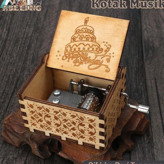 Kotak Musik Putar Bahan Kayu Wooden Music Box Kotak Musik Otomatis