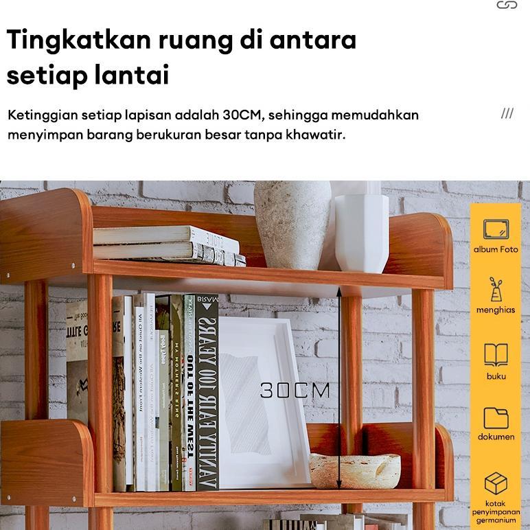 Pengiriman Dari Surabaya---Rak Buku Minimalis 6 Tingkat Rak Makanan Ringan Lemari Buku Kayu Rak Buku
