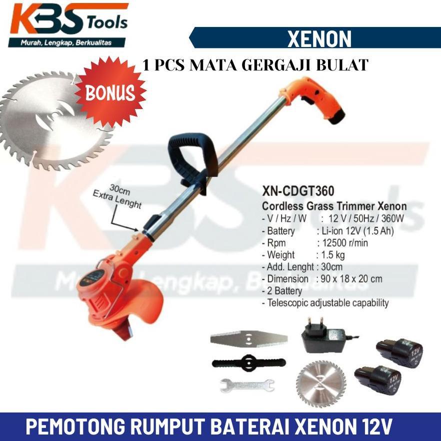 Mesin Potong Rumput Baterai XENON - Brush Cutter Cordless 2 Baterai - Mesin Pemotong Rumput Batrai
