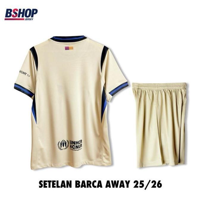 ALTERNATIVE SETELAN BAJU DAN CELANA BAJU JERSEY BOLA BARCA AWAY 2025-2026 Sport Futsal Olahraga CO