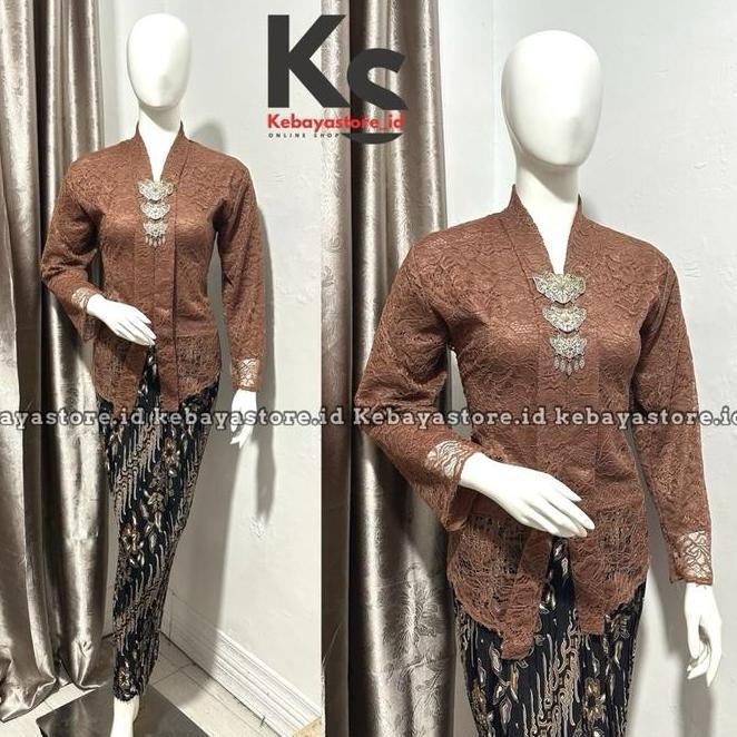 (Free Bross) Setelan Kebaya Brokat Burgundy Payet Mewah - Kebaya Modern Dan Elegan 2025 - Baju Dress